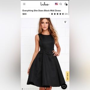 Lulus Everything She Does Black Midi Dress- brand new!